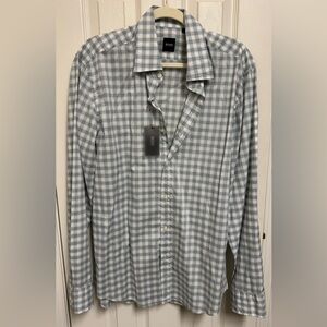 Hugo Boss Light Blue & White Plaid Button-Down Shirt